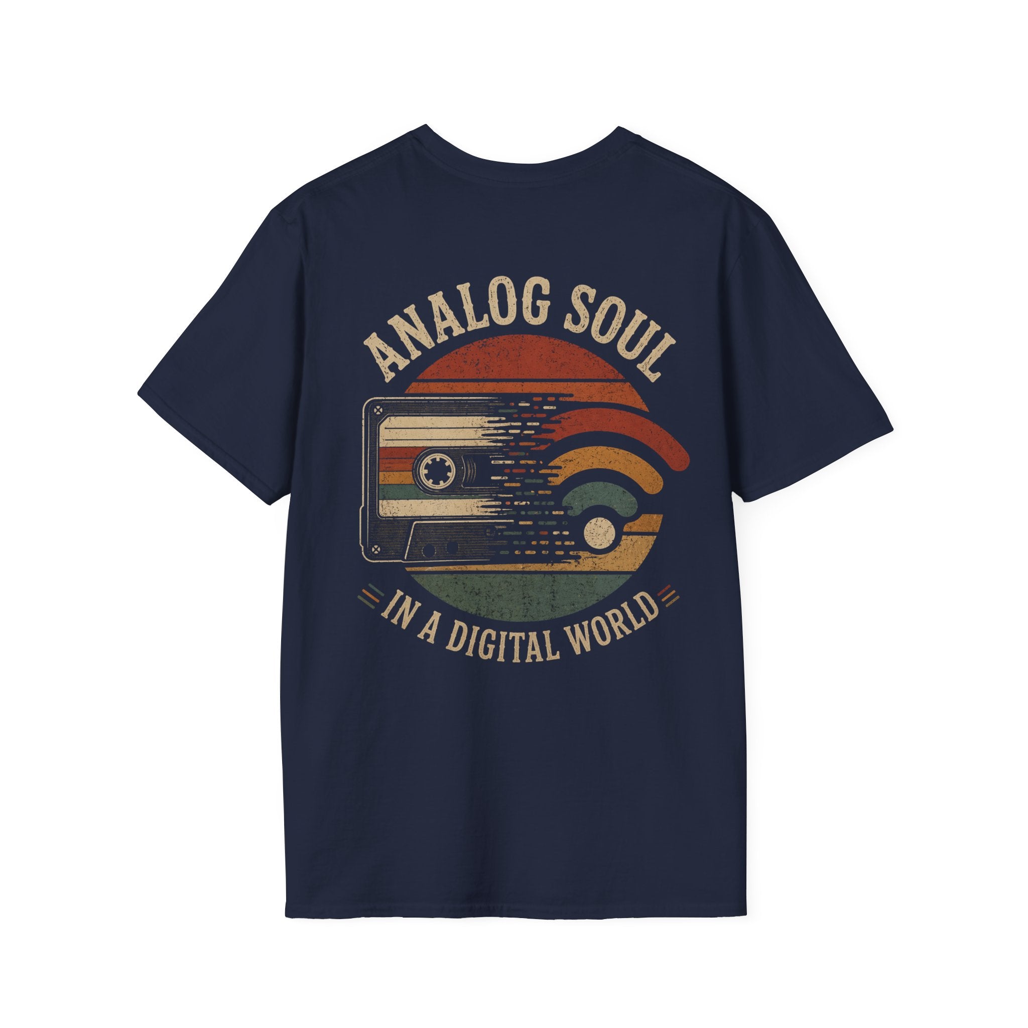 Analog Soul T-Shirt — Vintage Cassette Design "Analog Soul in a Digital World" (Back Print)