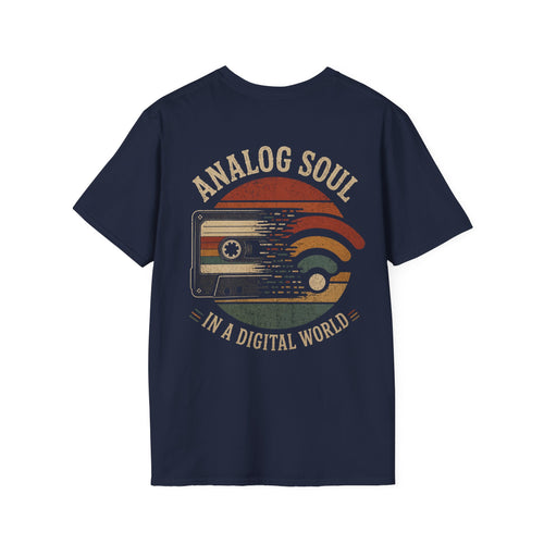 Analog Soul T-Shirt — Vintage Cassette Design "Analog Soul in a Digital World" (Back Print)