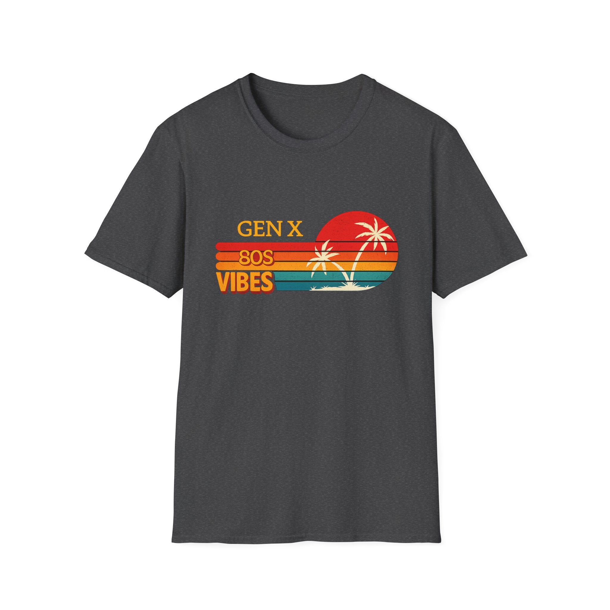 Gen X 80s Vibes T-Shirt — Retro Sunset Palm Tee