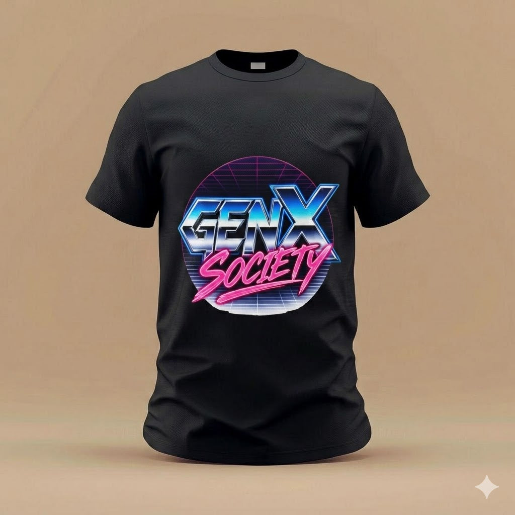Gen X Society T-Shirt — Retro 80s Vaporwave Graphic Tee