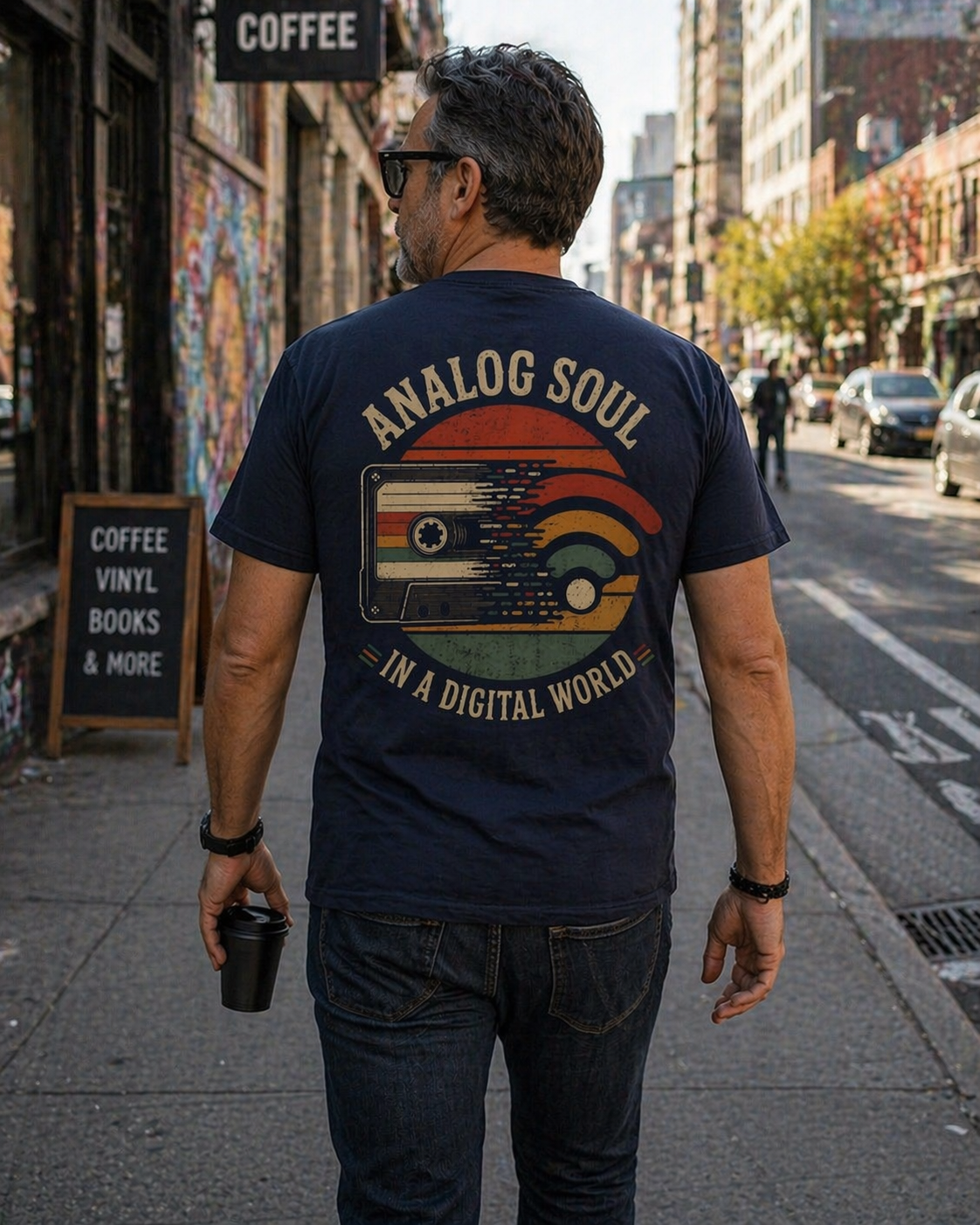 Analog Soul T-Shirt — Vintage Cassette Design "Analog Soul in a Digital World" (Back Print)