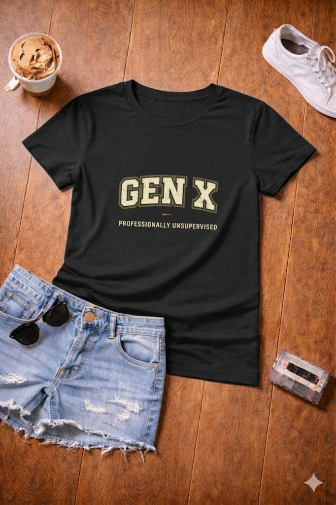Gen X T-Shirt – "Professionally Unsupervised" Vintage Retro Tee