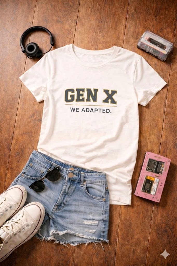 Gen X We Adapted T-Shirt — Retro Vintage College Tee for Generation X
