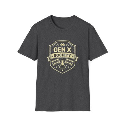 Gen X Society T-Shirt — Vintage Badge Graphic Tee for 1960s–1980s Born